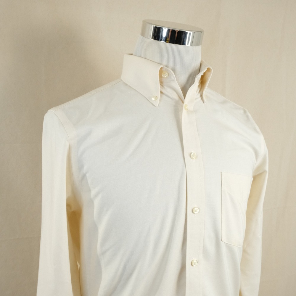 Stafford 14.5 32/33 Wrinkle Free Oxford Dress Shirt Cream Cotton Blend Mens